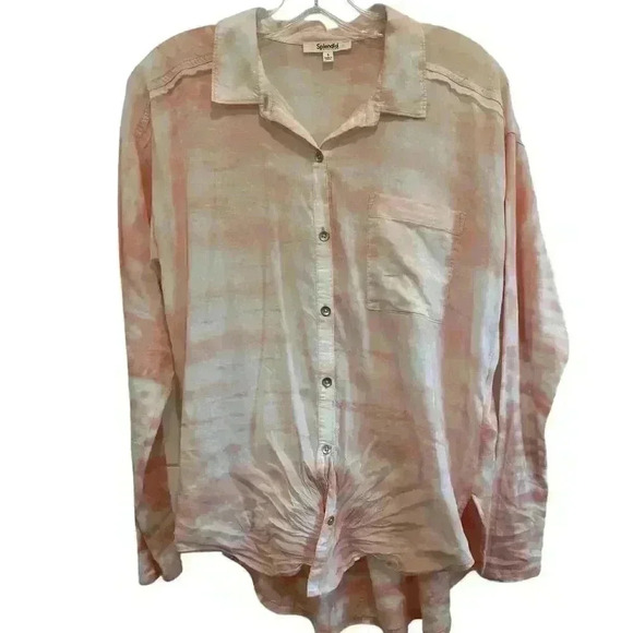 Splendid NWOT Pink Paige Tie Dye Button-Up Shirt Top Size S - Picture 9 of 9